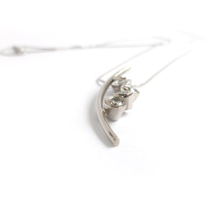 Platinum necklace, pendant, with diamonds, contemporary, bespoke, modern and unique.