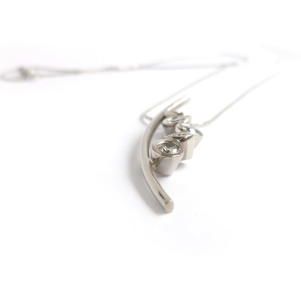 Platinum necklace, pendant, with diamonds, contemporary, bespoke, modern and unique.