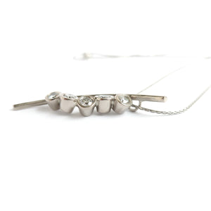 Platinum necklace, pendant, with diamonds, contemporary, bespoke, modern and unique.