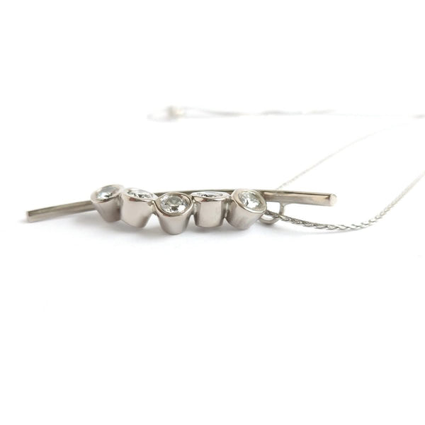 Platinum necklace, pendant, with diamonds, contemporary, bespoke, modern and unique.
