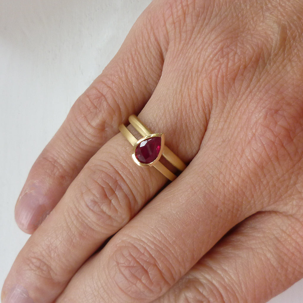 Stackable ruby discount ring white gold