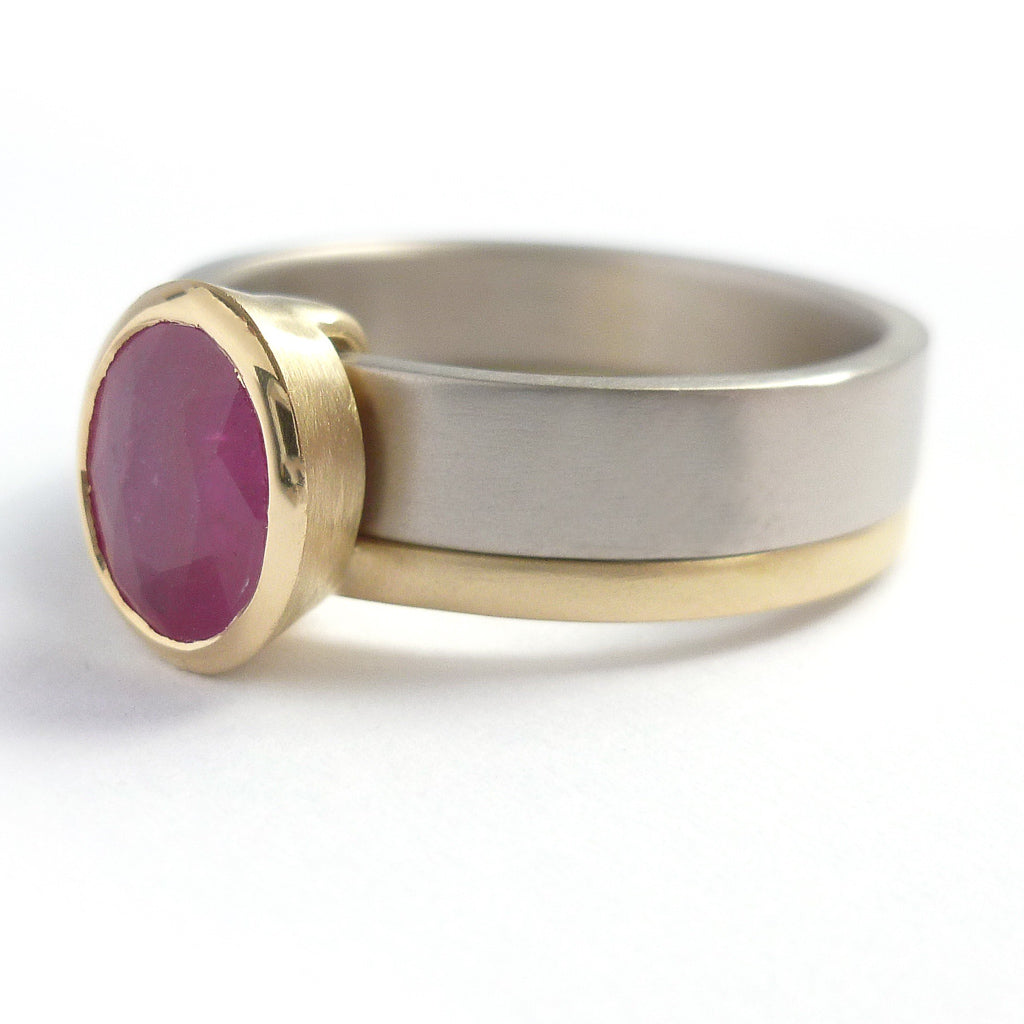 Ruby wedding anniversary ring gold contemporary Sue Lane Herefordshire 