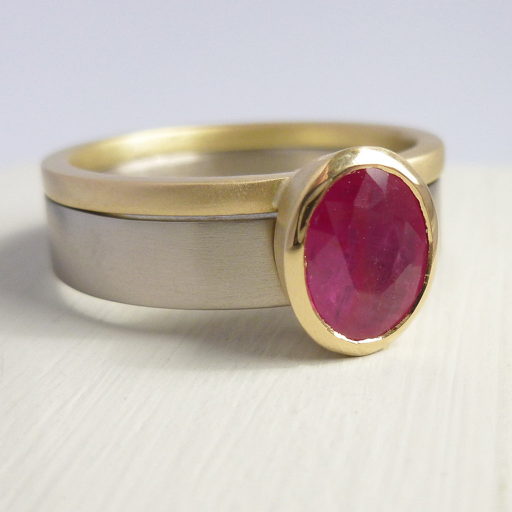 Ruby wedding anniversary ring gold contemporary Sue Lane Herefordshire 