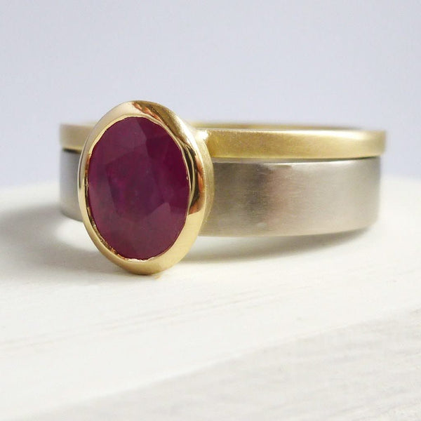 Ruby wedding anniversary ring gold contemporary Sue Lane Herefordshire 