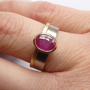 Ruby wedding anniversary ring gold contemporary Sue Lane Herefordshire 