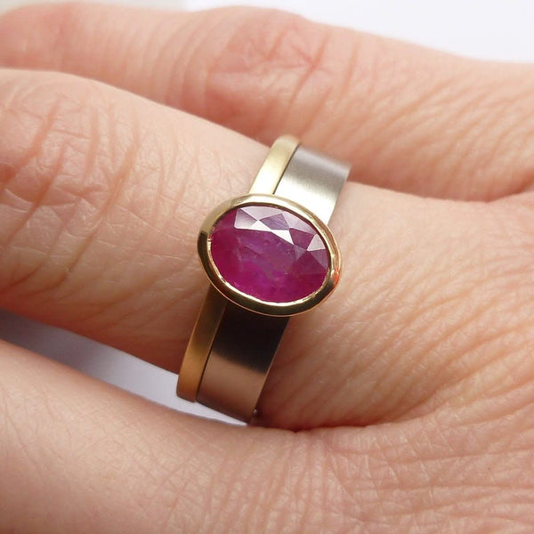 Ruby wedding anniversary ring gold contemporary Sue Lane Herefordshire 