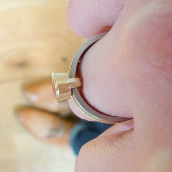 Ruby wedding anniversary ring gold contemporary Sue Lane Herefordshire 