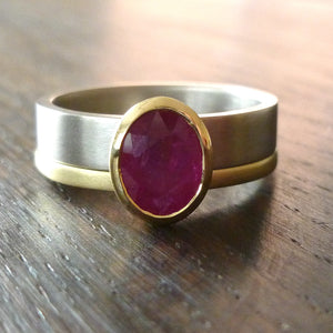 Ruby wedding anniversary ring gold contemporary Sue Lane Herefordshire 