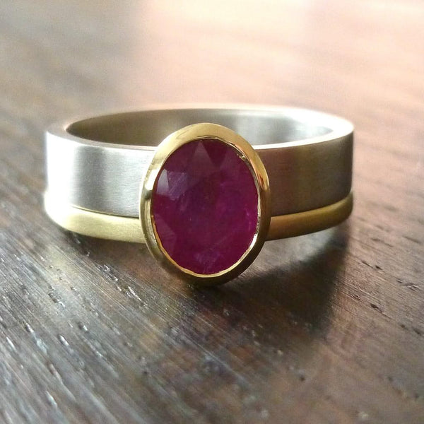 Ruby wedding anniversary ring gold contemporary Sue Lane Herefordshire 