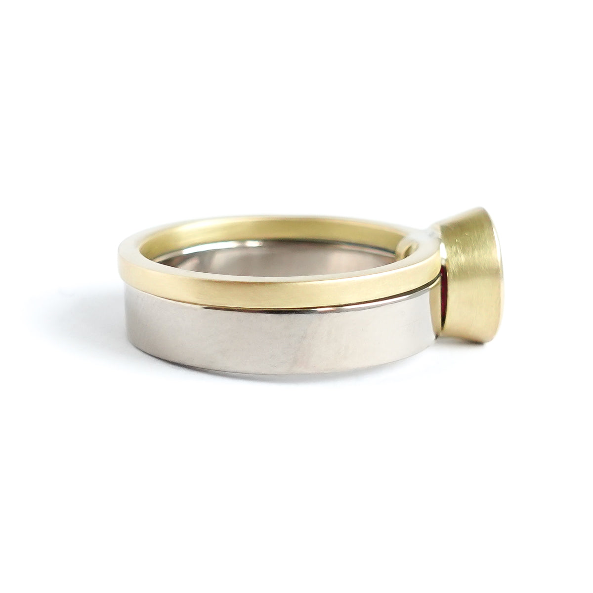Ruby wedding anniversary ring gold contemporary handmade bespoke Sue Lane