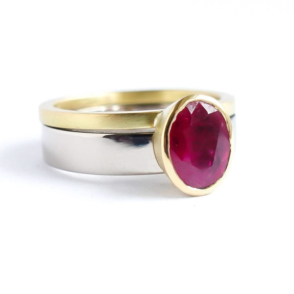 Ruby wedding anniversary ring gold contemporary handmade bespoke Sue Lane