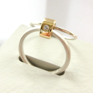 Contemporary engagement ring - gold, silver, diamond, bespoke, modern and unique.