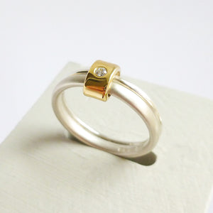 Contemporary engagement ring - gold, silver, diamond, bespoke, modern and unique.