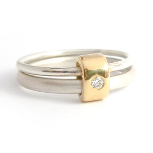 Contemporary engagement ring - gold, silver, diamond, bespoke, modern and unique.