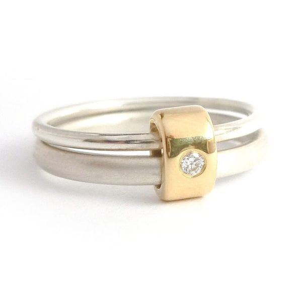 Contemporary engagement ring - gold, silver, diamond, bespoke, modern and unique.