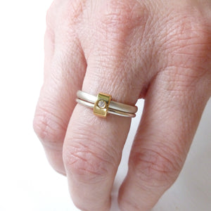 Contemporary engagement ring - gold, silver, diamond, bespoke, modern and unique.