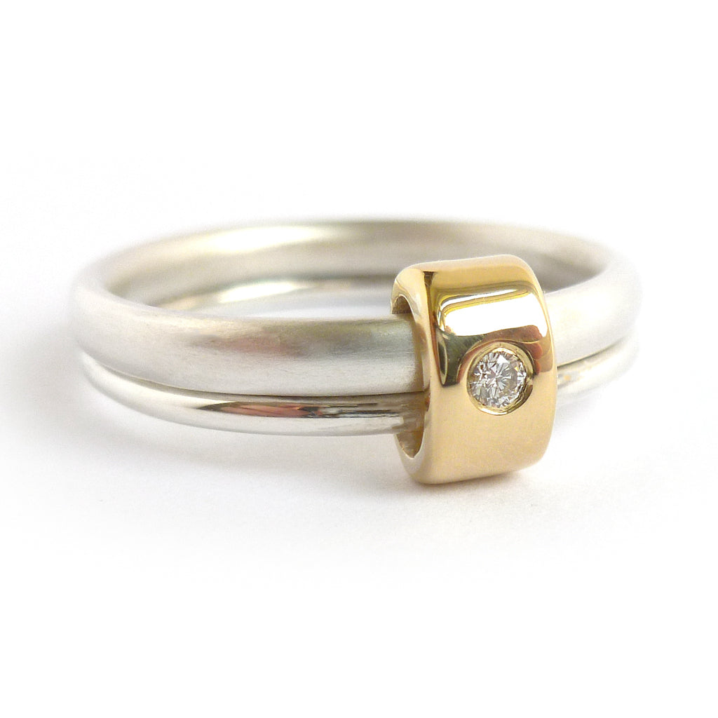 Contemporary engagement ring - gold, silver, diamond, bespoke, modern and unique.