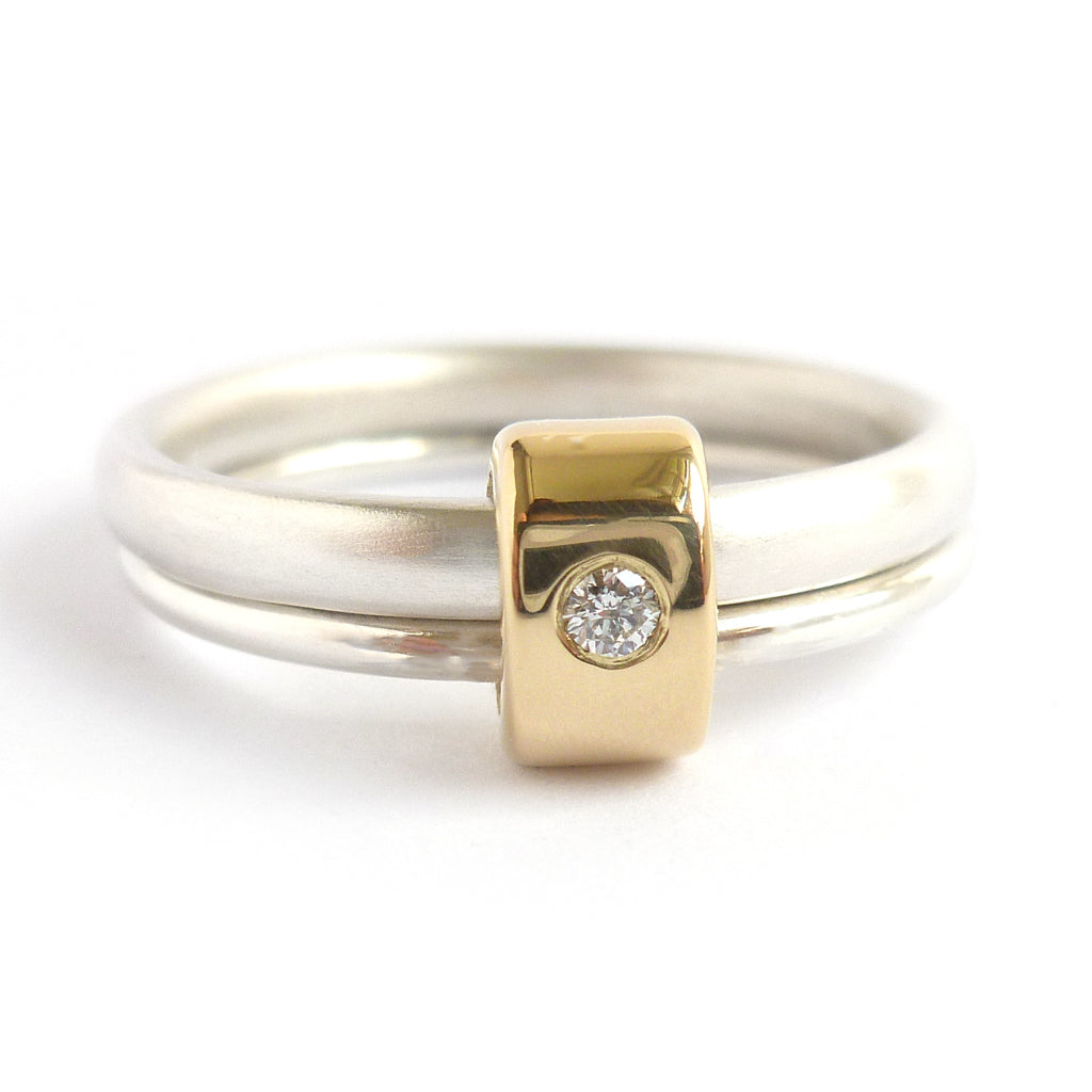 Contemporary engagement ring - gold, silver, diamond, bespoke, modern and unique.