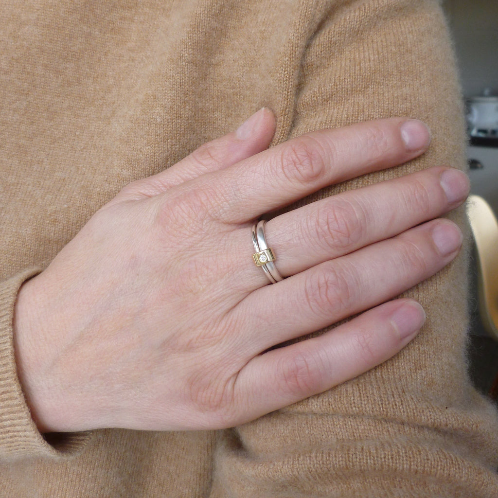 Contemporary engagement ring - gold, silver, diamond, bespoke, modern and unique.