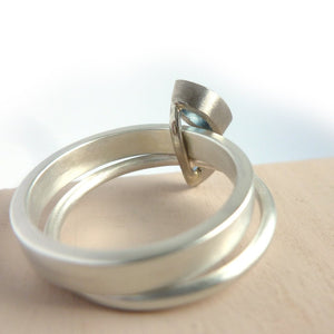 Bespoke, unique, contemporary, handmade silver and gold ring - engagement, wedding.