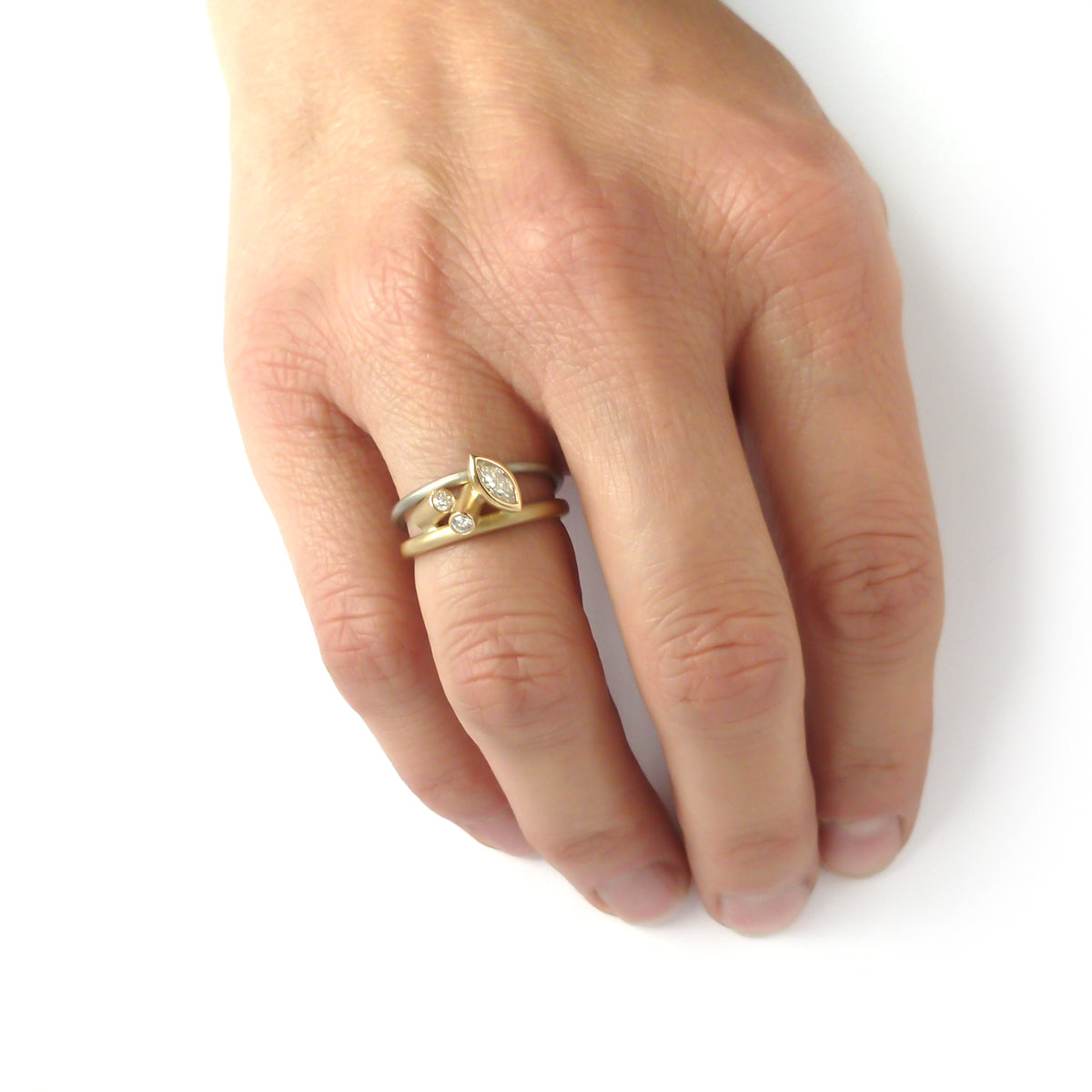 Unique alternative engagement and wedding ring by designer jewellery maker Sue Lane.