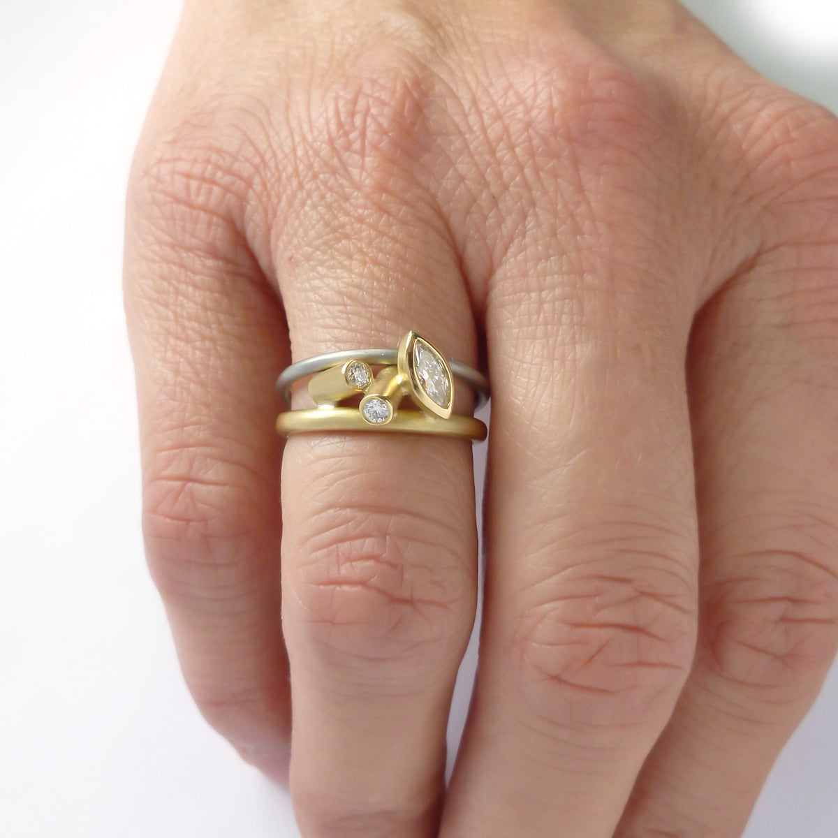 Unique alternative engagement and wedding ring by designer jewellery maker Sue Lane.