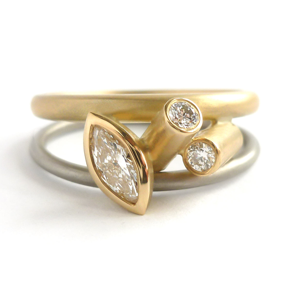 Unique alternative engagement and wedding ring by designer jewellery maker Sue Lane.