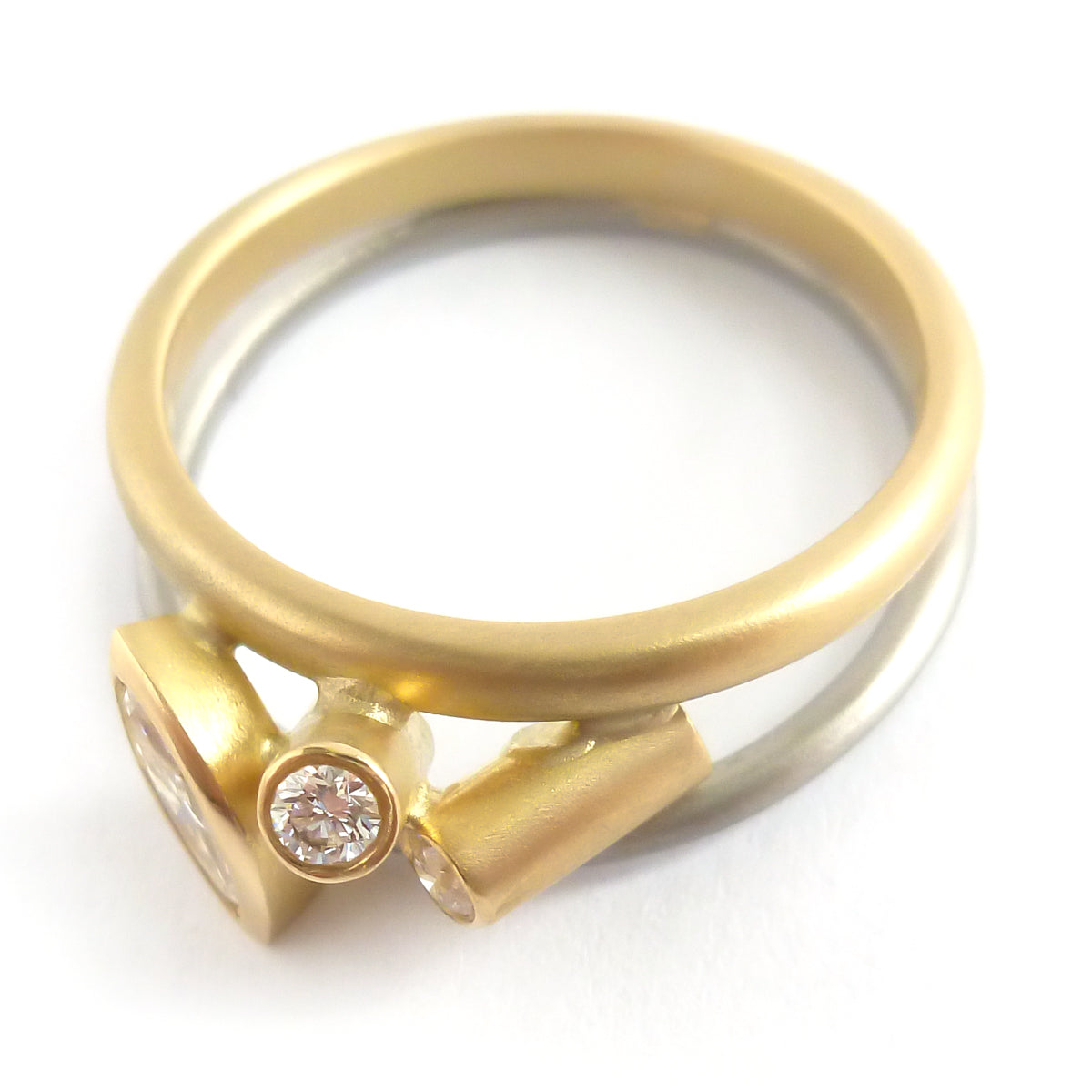 Unique alternative engagement and wedding ring by designer jewellery maker Sue Lane.