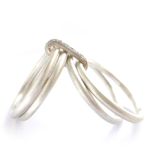 Contemporary unique bespoke handmade and modern silver and gold two tone pave set diamond ring handmade in Hereford