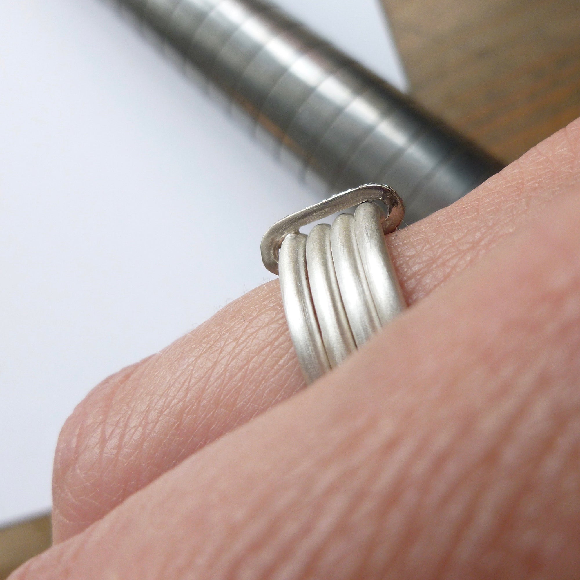 Contemporary handmade unique bespoke handmade and modern silver and gold two tone pave set diamond ring 