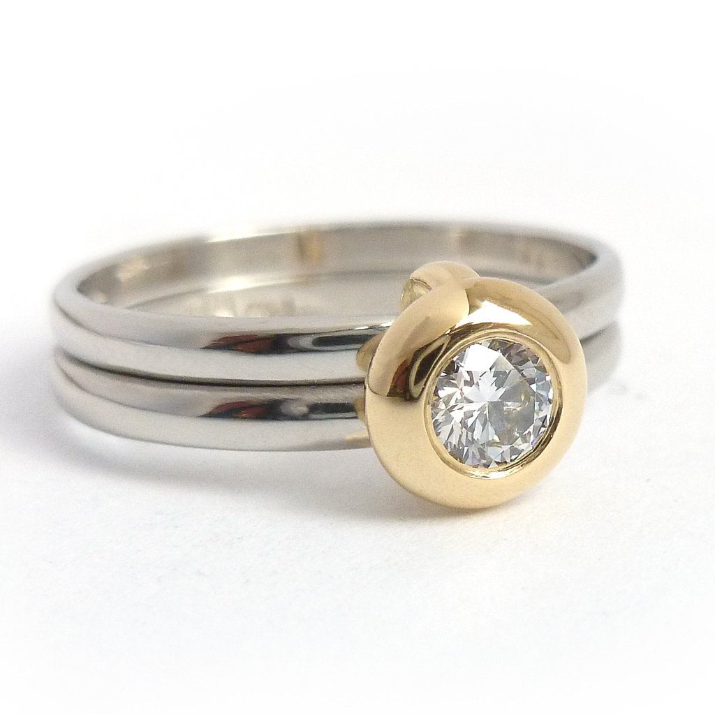 18ct Gold and Diamond Ring  - Contemporary, unique, bespoke & handmade. Multi band ring or interlocking ring, sometimes called double band ring too.