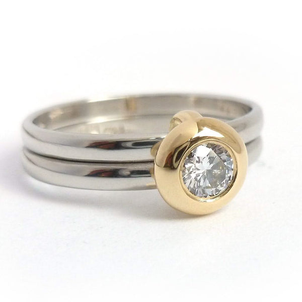 18ct Gold and Diamond Ring  - Contemporary, unique, bespoke & handmade. Multi band ring or interlocking ring, sometimes called double band ring too.