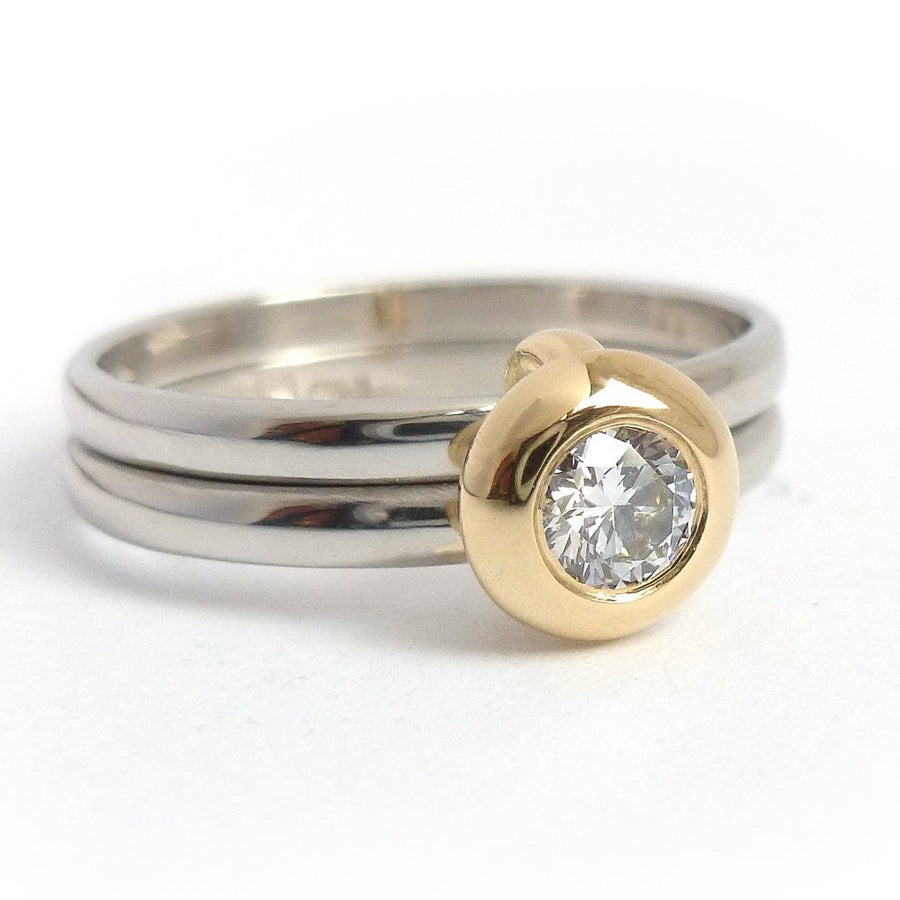 18ct Gold and Diamond Double Band Ring - Contemporary, unique, bespoke ...