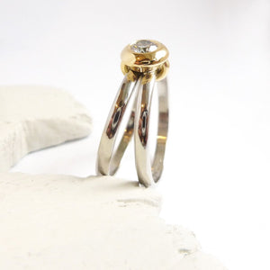 18ct Gold and Diamond Ring  - Contemporary, unique, bespoke & handmade. Double band ring that's interlocking
