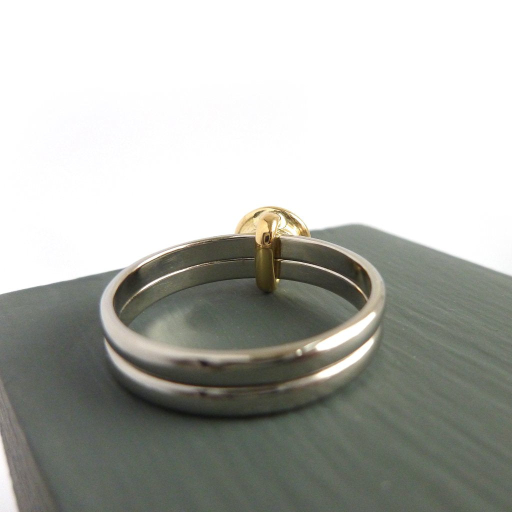 18ct Gold and Diamond Ring  - Contemporary, unique, bespoke & handmade. Double band ring that's interlocking
