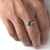 Contemporary bespoke 18ct 18k gold ring oval blue sapphire Sue Lane 