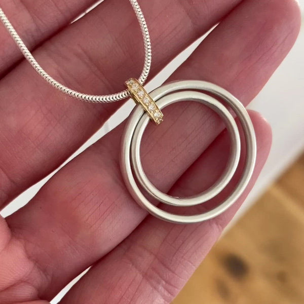 Contemporary Gold, Silver and Diamond Necklace - unique, bespoke by designer jewellery maker Sue Lane.