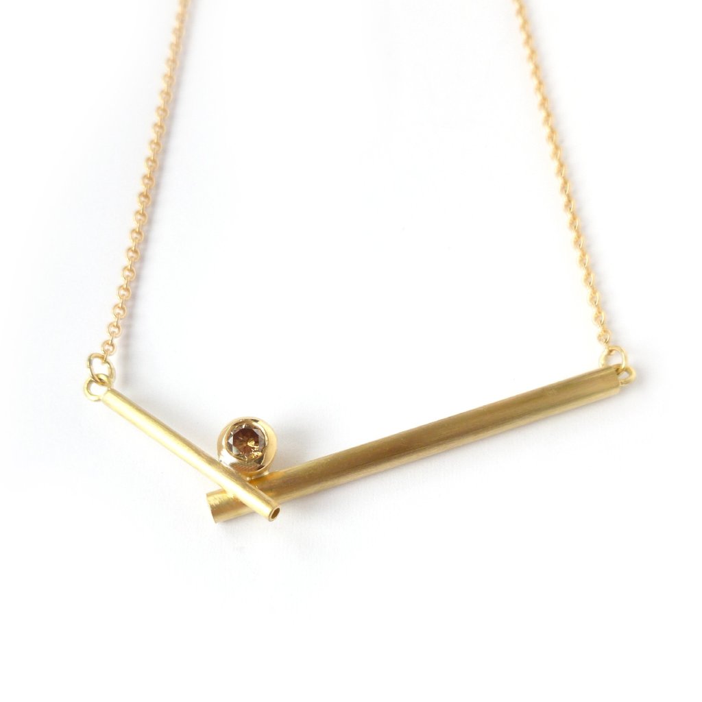 modern brown diamond and gold necklace by Sue Lane Jewellery