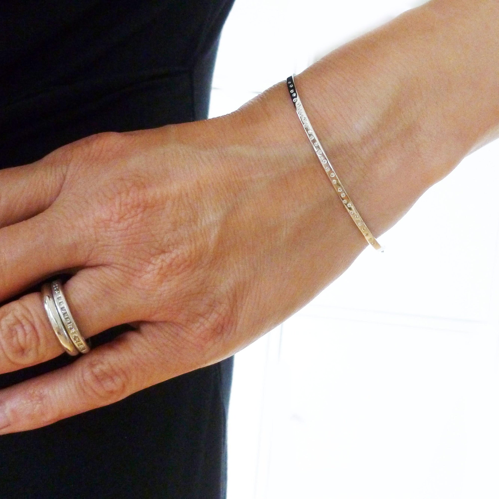 contemporary platinum and diamond handmade bracelet by Sue Lane Jewellery