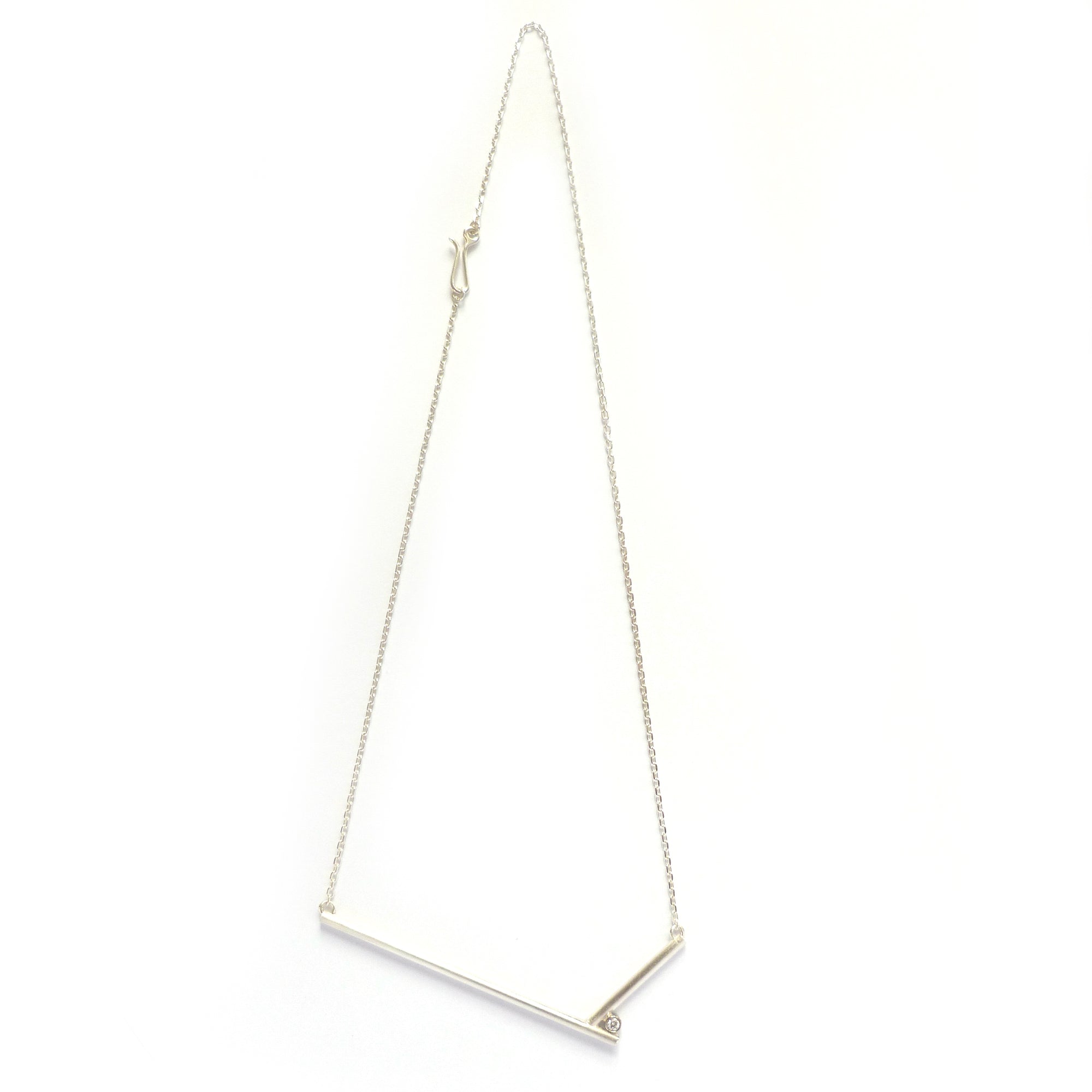handmade contemporary silver and diamond necklace by Sue Lane 