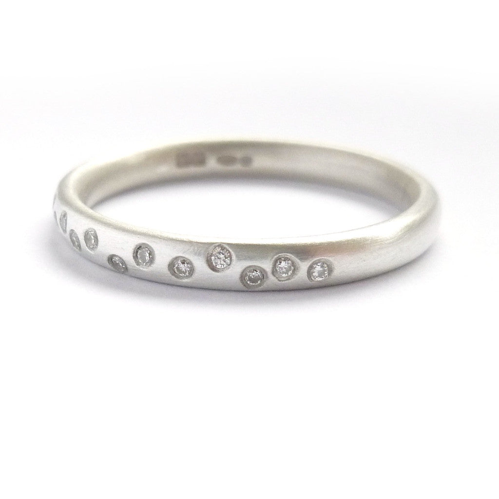 modern silver and diamond eternity ring handmade in the UK 