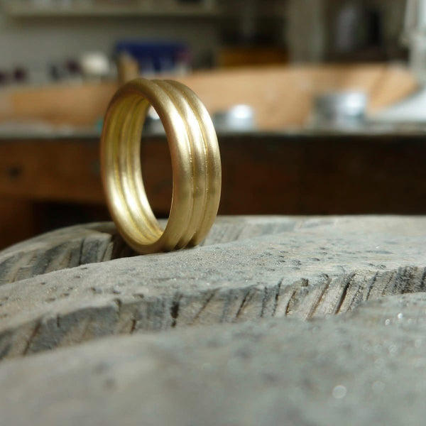 Modern alternative matt wedding ring for men or women. Contemporary unique bespoke and handmade.