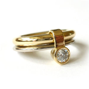 chunky and handmade contemporary, unique, bespoke, modern engagement ring gold with large diamond hereford