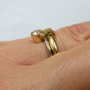 Modern, contemporary, unique, bespoke, modern, chunky and handmade engagement ring gold hereford