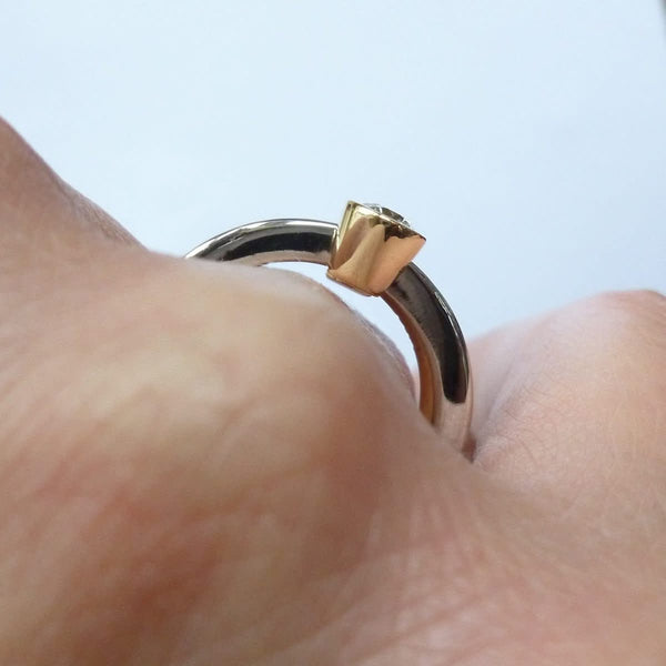 Contemporary, unique, bespoke, modern, chunky and handmade engagement ring gold