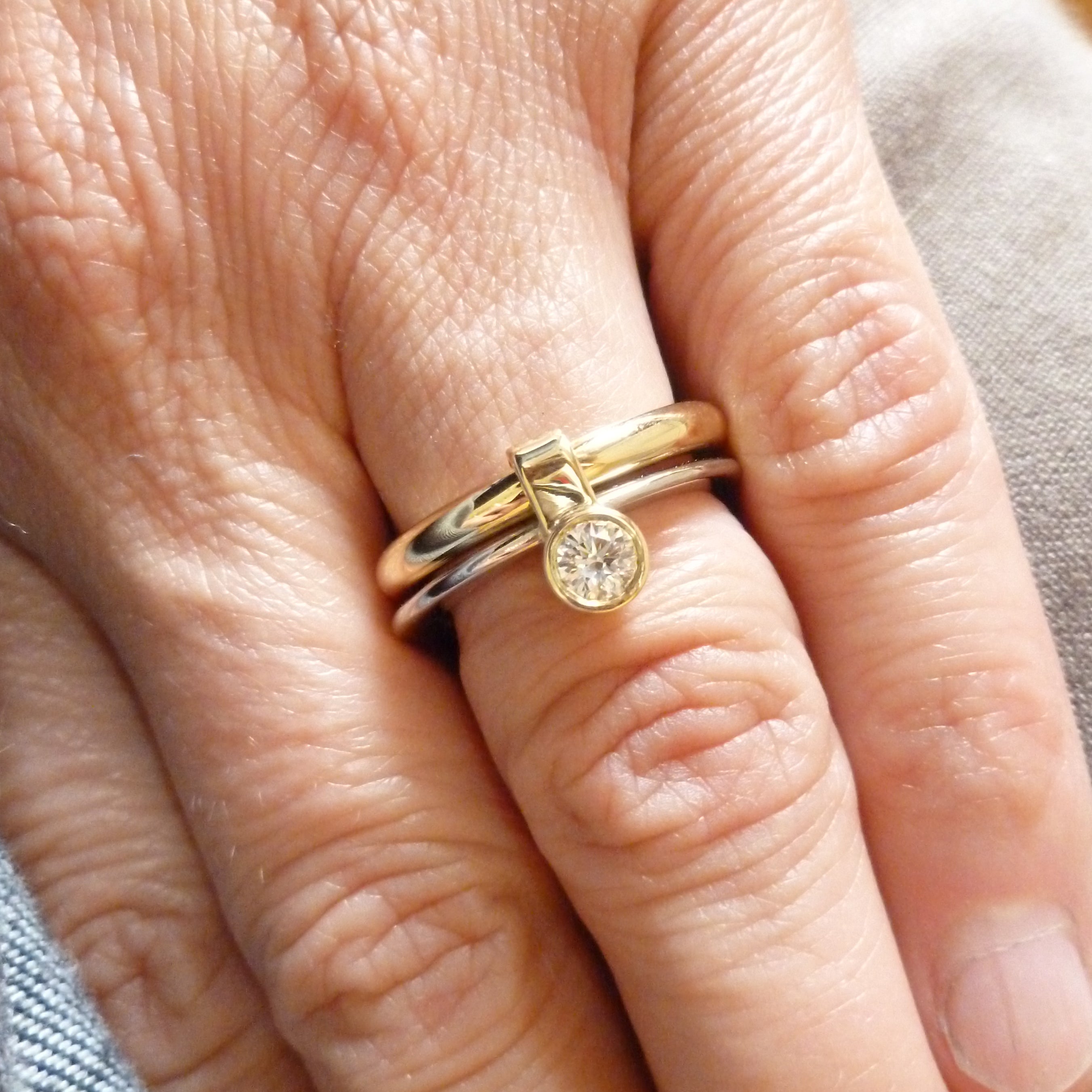 Contemporary, unique, bespoke, modern, chunky and handmade engagement ring gold