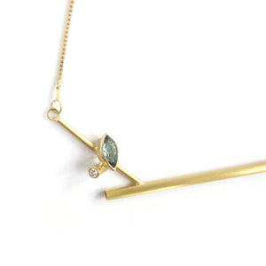 Contemporary, unique, bespoke and handmade 18ct yellow gold pendant