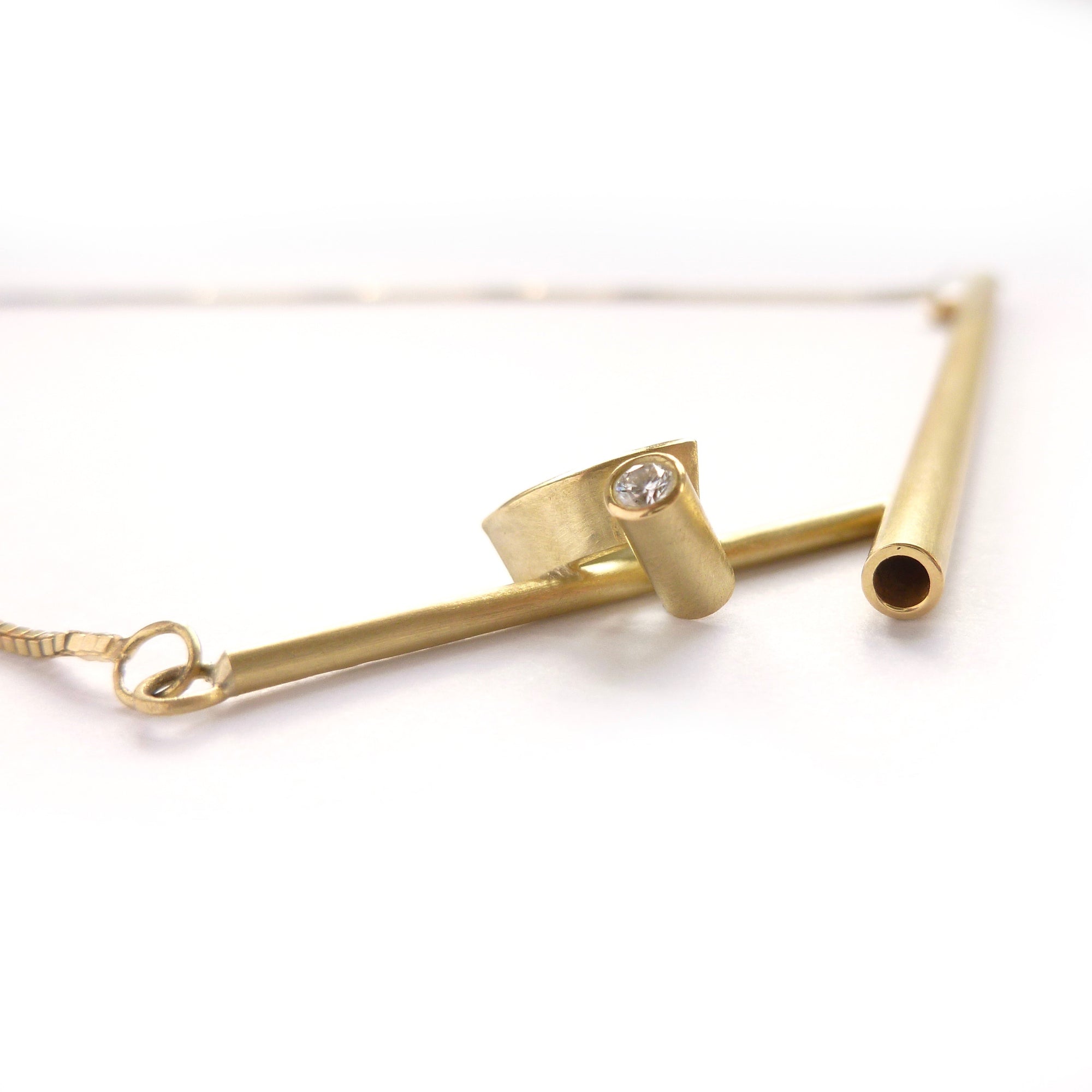Contemporary, unique, bespoke and handmade 18ct yellow gold pendant