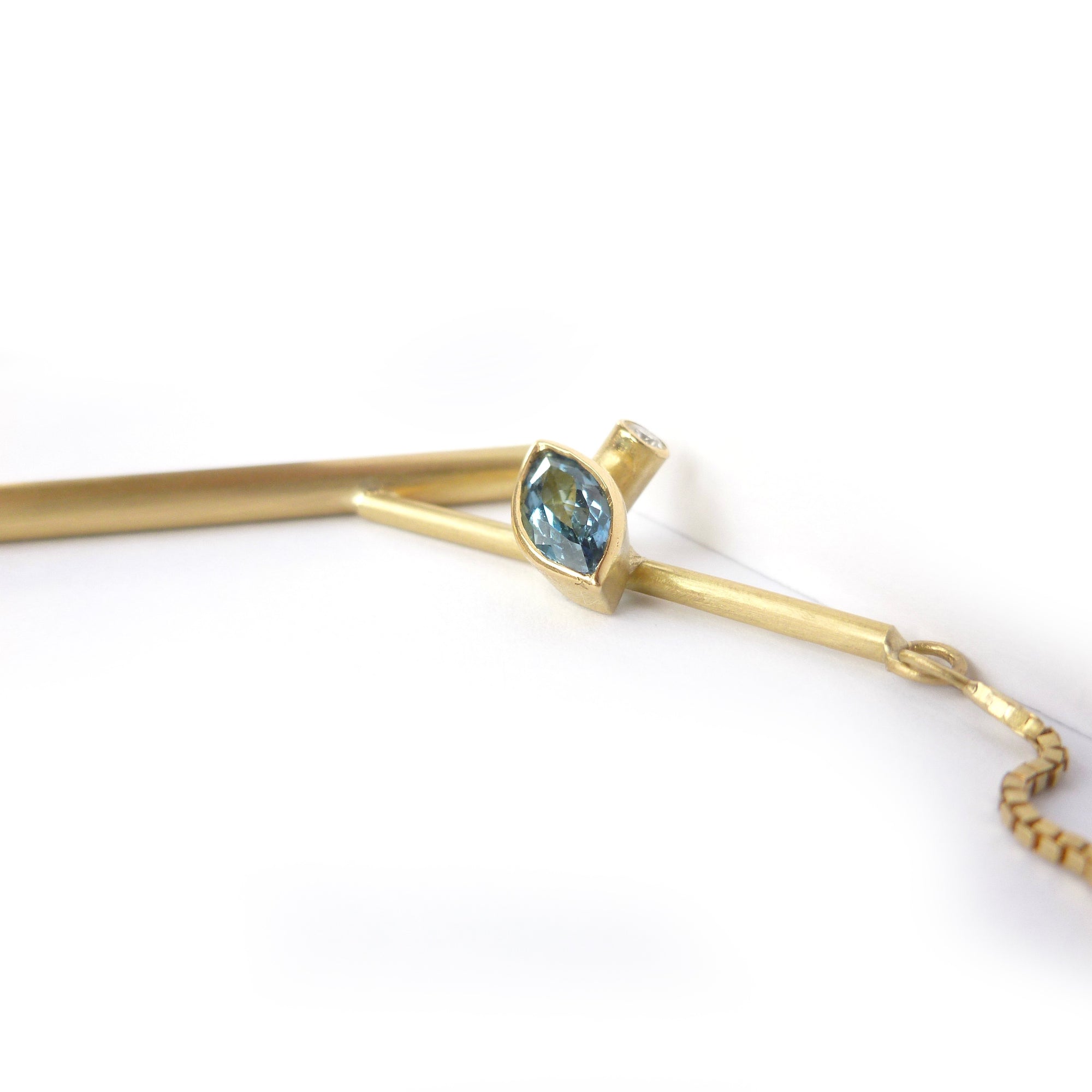Contemporary, unique, bespoke and handmade 18ct yellow gold pendant