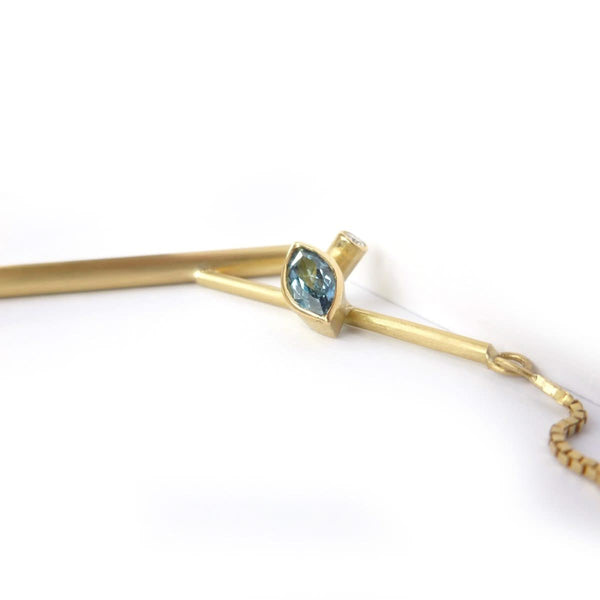 Contemporary, unique, bespoke and handmade 18ct yellow gold pendant